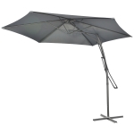 Outsunny Parasol déporté Ø293cm Parasol avec levier latéral Base en croix, Résistant au vent, Déperlant Gris foncé