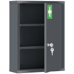 kleankin Wall-mount medicine cabinet with lock, 3-tier steel wall cabinet, 40 x 15 x 53,5 cm, coal gray