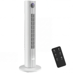 HOMCOM 28dB Tower Fan for Bedroom, 26 ft/s Velocity Standing Cooling Fan with 80° Oscillating, 12 Speeds, LED Display, 4 Modes, 12H Timer, Bladeless, Remote Control, 36 inch, White