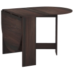 HOMCOM Folding Dining Table, Drop Leaf Table for Small Spaces, Oval Tabletop for Dining Room, Chocolate Wood Effect