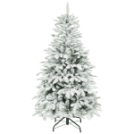 HOMCOM 5 ft Artificial Flocked Christmas Tree with 717 Branches, Hinged Xmas Tree with Foldable Metal Stand, Easy Assembly for Home Office Decor