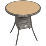 Outsunny 70 cm Wood-Effect Rattan Garden Table - Natural Wood Finish