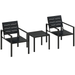 Outsunny 3 Pieces Garden Bistro Set for 2, Outdoor Bistro Table and Chairs with Metal Frame, Plastic Patio Furniture Set