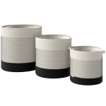 Outsunny Plant Pots Handwoven Cotton Indoor Planters with Waterproof Liner Set of 3 White