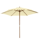 Outsunny Parasol de jardin extérieur parasol droit double toit Hexagonal Grande Taille de Jardin Ø 2,5 x 2,3H m Bois de Bambou crème