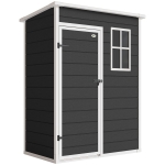Outsunny 5' x 3' Garden Shed with Floor, Outdoor Storage Shed with Lockable Door, Window and Vent, Black