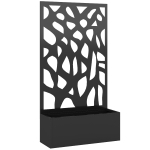 Outsunny Metal Raised Garden Bed with Trellis, Outdoor Planter Box with Privacy Screen, Elevated Garden Box for Climbing Plants