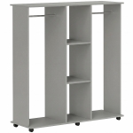HOMCOM Armario vestidor mueble de almacenamiento móvil 6 ruedas 120 x 40 x 128 cm en madera gris