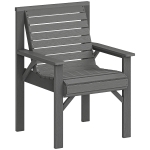Outsunny Wooden Garden Dining Chair, Outdoor Chair Garden Armchair with Curved Seat and Wide Armrests, Grey Embossed Finish