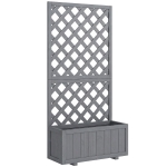 Outsunny Wood Planter with Trellis for Climbing Plants, Raised Bed, Planter Box with Drainage Holes to Grow Herbs Flowers, Grey