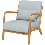HOMCOM Fauteuil de salon avec cadre en bois massif fauteuil lounge - assise profonde - accoudoirs - aspect velours gris clair