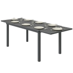 Outsunny Table de Jardin Extensible 150/225x85x75 cm Table de Repas en Aluminium avec Plateau à Lattes pour 6-8 Personnes Gris