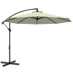 Outsunny 3m Overhanging Cantilever Parasol, with Cross Base - Beige