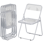 HOMCOM Lot de 4 chaises pliantes en acrylique et acier, chaises pliantes portables pour maison, salle à manger, transparentes