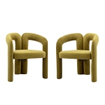 Set 2 sedie da pranzo in tessuto effetto velluto con imbottitura, 64x50.5x71 cm, Verde Oliva