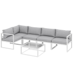 Outsunny 6 Seater Aluminium Garden Furniture Set, Garden Sofa Set with Thick Cushions for Patio and Balcony, Outdoor, Light Grey