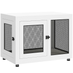 PawHut Jaula para Perros Medianos de Interior Mesa Auxiliar con 2 Puertas con Pestillo y Cojín 94x60x71,5 cm Blanco