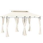 Outsunny Gartenpavillon Doppeldach, 6 Seitenteile, Wasserabweisend, Für Garten Terrasse, 4x3 m, Cremeweiß