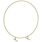Outsunny 222cm Gold Tone Backdrop Stand, Round Metal Wedding Arch for Birthday Party, Bridal Shower, Graduation, Ceremony