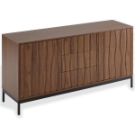 Mid-Century Modern Sideboard with Oak-Grain Slotted Design, Versatile Buffet with Adjustable Shelves, 150L x 40W x 80H cm, Natural