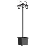 Outsunny Solar Lantaarn Staande Lamp met Plantenbak 185cm Verstelbaar Buiten Tuinlantaarn met 3 Lampkoppen Lichtregeling
