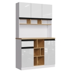 Stylish Kitchen Cabinet with Open Storage, Anti-Tip Protection, Versatile Sideboard for Dining and Living Areas, 105L x 45W x 185H cm, White