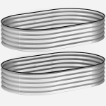 Outsunny Set de 2 jardiniere înălțate din oțel galvanizat kit paturi de grădină margine cauciuc 152 x 91 x 30 cm argintiu