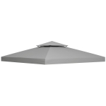 Outsunny Acoperiș de înlocuire pentru pavilion 3 x 3 m, impermeabil, acoperiș dublu cu orificii de scurgere, gri deschis