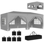Outsunny Tonelă pliabilă 3 x 6 m Pop-Up, UPF50+ Înălțime reglabilă, cu sac de transport și saci de nisip, gri deschis