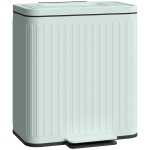 HOMCOM Keukenprullenbak, 2 x 20 L compartimenten, efficiënte afvalscheiding, voetpedaal, kunststof, metaal, groen