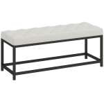 HOMCOM Banco Pie de Cama Tapizado en Terciopelo Diseño Capitoné Base de Metal para Dormitorio Entrada Salón Crema