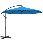 Outsunny 3m Overhanging Cantilever Parasol, with Cross Base - Blue