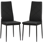 HOMCOM Lot de 2 chaises de salle à manger avec dossier haut, revêtement synthétique et pieds en acier, noir