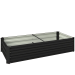 Outsunny Canteiro Retangular para Horta em Aço Galvanizado Borda de Segurança e Fundo Aberto 150x70x30 cm Cinza Escuro