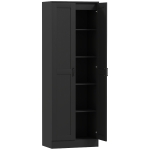 HOMCOM Armário 2 Portas Móvel de Arrumação com 5 Prateleiras Estilo Contemporâneo 60x36,5x175 cm Preto