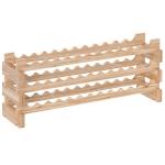 HOMCOM Suporte para 36 Garrafas Prateleira de Vinho com 3 Níveis Modulável 114×28×42,5 cm Madeira Natural