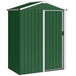 Outsunny Caseta de Jardim em Aço 1,1 m² com Porta Deslizante Trancável 136x87x179 cm Verde