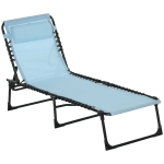 Outsunny Tumbona Plegable con Reposacabezas Tumbona Jardín Exterior Reclinable 4 Posiciones con Marco de Acero 189x58x30 cm Azul