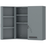 kleankin Armario médico, armario para medicamentos con cerradura con 2 puertas y 6 estantes, Gris carbón