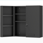 kleankin Medicine cabinet, lockable medicine cabinet with 2 doors and 6 shelves, Black