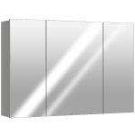 kleankin Armario mural de baño con 3 puertas con espejo y estantes regulables en MDF Gris dim. 90L x 15l x 60H cm