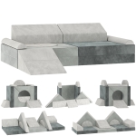 AIYAPLAY Kids Play Sofa, 12 Pieces Foam Modular Soft Play Set for Playroom, Children Convertible Sofa for Boys and Girls, Grey