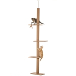 PawHut Arbre à chat poteau à griffer hauteur réglable dim. 43L x 27I x 228-260H cm 4 niveaux d'activités marron