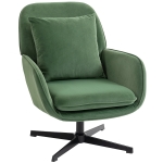 HOMCOM Sillón de Salón Giratorio con Cojín Lumbar y Tapizado en Tejido Efecto Terciopelo, Verde