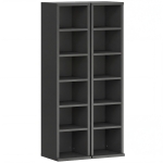 HOMCOM Lote de 2 estanterías columna armario de almacenamiento CD-DVD 12 compartimentos 21 x 22,5 x 88,5 cm capacidad 204 CD negro