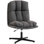 HOMCOM Sillón de acento giratorio, sillón de lectura de tela efecto lino sin reposabrazos con asiento amplio y patas metálicas, Gris oscuro