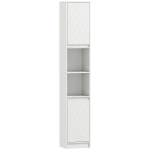 HOMCOM Mueble columna para baño, mueble de almacenamiento con 2 puertas, 2 compartimentos abiertos, , 30 x 24 x 170 cm, blanco