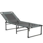 Outsunny Tumbona de Exterior Reclinable 4 Posiciones, Silla Plegable con Asa, Gris.