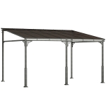 Outsunny Pergola ścienna 4 x 3 m Zadaszenie tarasowe z nachylonym dachem poliwęglanowym, metalowo-aluminiowa rama, montaż naścienny