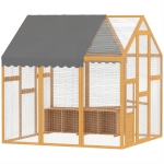 PawHut Gallinero 3,07 m² Recinto exterior de madera con lona impermeable, cerradura de seguridad, para 6-8 gallinas 1,7 x 1,8 x 1,8 m